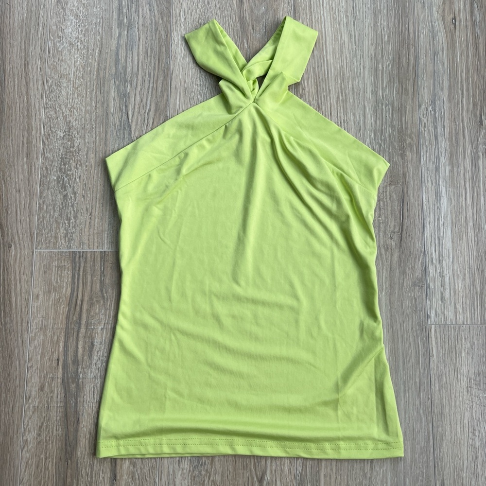 Source Unknown Bright Green Halter Tank Top